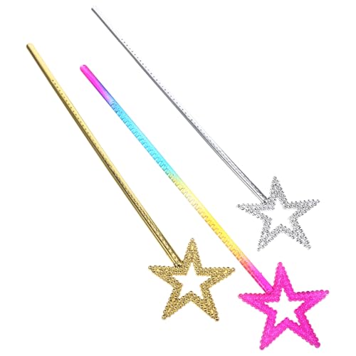 Toddmomy 3 Stück Feenstäbe mit Sternen Design Bunte Zauberstäbe für Mädchen Kostümaccessoires für Partys Hochzeiten Halloween und Rollenspiele von Toddmomy