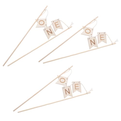 Toddmomy 3 Stück Holz Cake Topper für Geburtstag Stabile Handgravierte One Tortendeko Banner Leicht Einzufügen Dekorative Kuchenstecker für Kindergeburtstagsfeier von Toddmomy