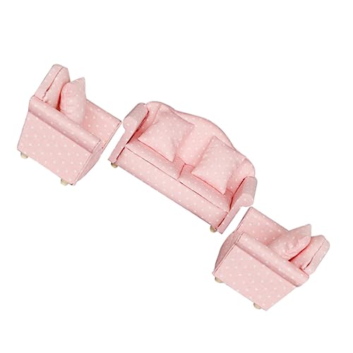 Toddmomy 3 Stück Mini -simuliertes rosa Polka -Punkt -Sofa Mini-Simulationsmöbel Sofa-Modell Puppenhaus-Miniaturen Miniaturcouch für Puppenhaus Mini-Sofa Holz von Toddmomy