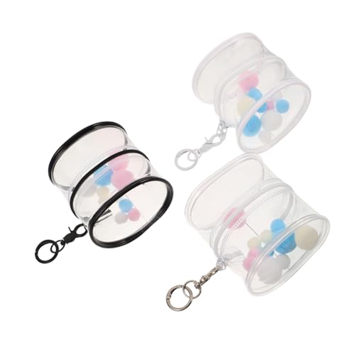 Toddmomy 3 Stück PVC Aufbewahrungstasche für Figuren Transparente Tragbare Hüllen mit Schlüsselanhänger und Plüschbällen Vielseitiger Organizer in und Klar für Sammler und Reisen von Toddmomy