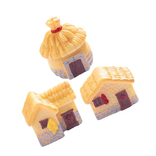 Toddmomy 3 Stück Retro Landhaus Mit Reetdach Miniatur Garten Mini Kleine Häuser Zum Basteln Winzige DIY Dekoration Figur Dorfhäuser Mikro Cottage Kleines Modell Gras Kit von Toddmomy