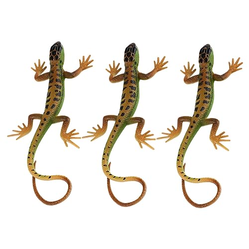 Toddmomy 3 Stück Simulation Eidechsen Figuren Kunststoff Realistische Garten Deko Lebensechte Reptilien Ornamente für Terrasse Balkon Terrarien Reptilienzuchtbecken von Toddmomy