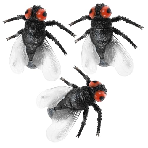 Toddmomy 3 Stück Simulierte Insektenunterrichtshilfen Künstliche Fliegenfiguren Insektenspielzeug Für Insektenkäfer-spielzeugfiguren Kleine Fliegenspielzeug Schwarz Plastik von Toddmomy