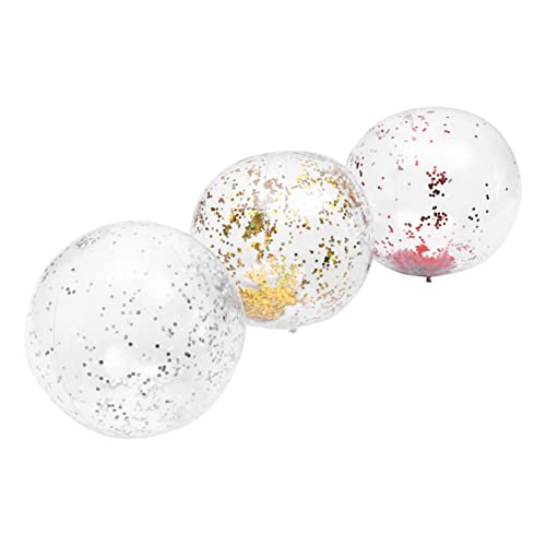 Toddmomy 3 Stück Teiliges Aufblasbarer Strandbälle aus PVC mit Glitzer und Bunten Designs für Sommerstrandspiele und Outdoor Aktivitäten Große Wasser Spielzeuge von Toddmomy