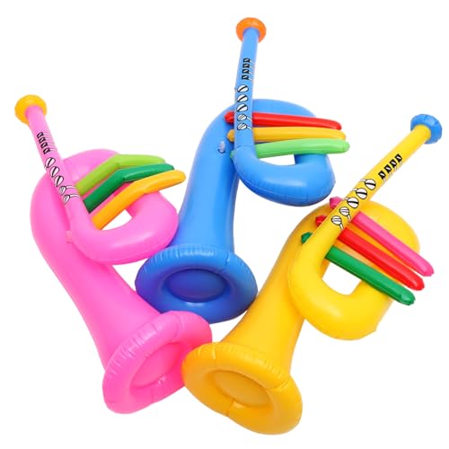 Toddmomy 3 Stück Teiliges Aufblasbares Musikinstrument Spielzeugset Bunte Trompete für Kindergeburtstagsfeiern Musikpartys und Strandpartys Hergestellt aus Sicherem PVC von Toddmomy