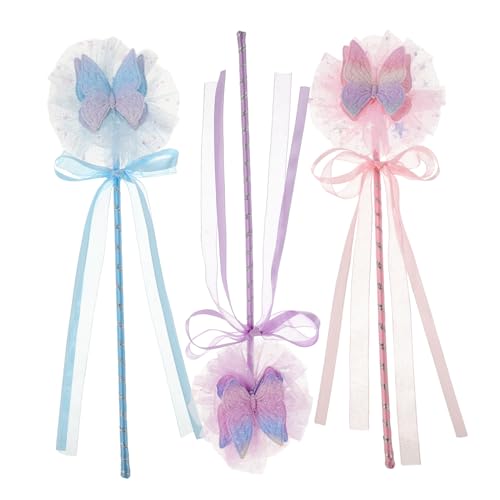Toddmomy 3 Stück Teiliges Feenstab für Bezauberndem Schleifendesign Bunte Prinzessinnen Zauberstäbe als Partygeschenke Leichte Handliche Feenstäbe Rosa und Himmelblau für Geburtstagsfeiern von Toddmomy