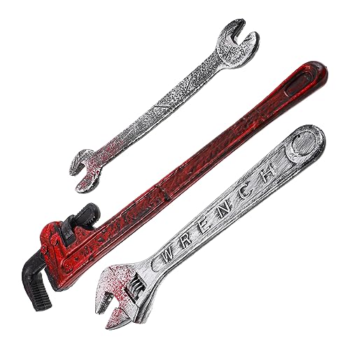 Toddmomy 3 Stück Teiliges Halloween Kostümzubehör Simulierte Wrench Requisite für Cosplay und Partys Kreative Spielzeugwerkzeuge für Halloween Dekoration und Rollenspiele von Toddmomy