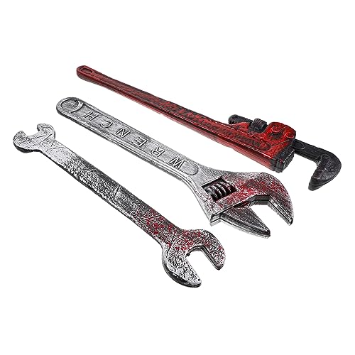Toddmomy 3 Stück Teiliges Halloween Werkzeugset Realistische Kunststoff Wrench Requisiten für Kostüm Cosplay und Bühnenauftritte Halloween Partys und Kindergeburtstage von Toddmomy