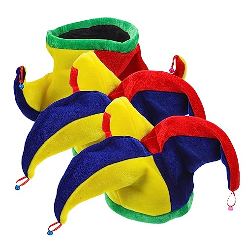 Toddmomy 3 Stück Teiliges Karneval Clown Hut mit Glocken Bunte Kostüm Mütze aus Lustiger Karnevalshut für Fasching Halloween Party Parade und Karneval von Toddmomy