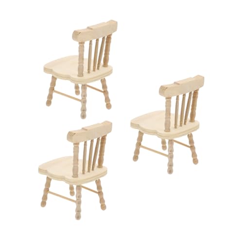 Toddmomy 3 Stück Teiliges Mini Holzstühle für Puppenhaus DIY Natürliche Holzmöbel Ornamente Klassische Kleine Hausdeko Langlebig und Vielseitig für Bastelprojekte und Raumgestaltung von Toddmomy