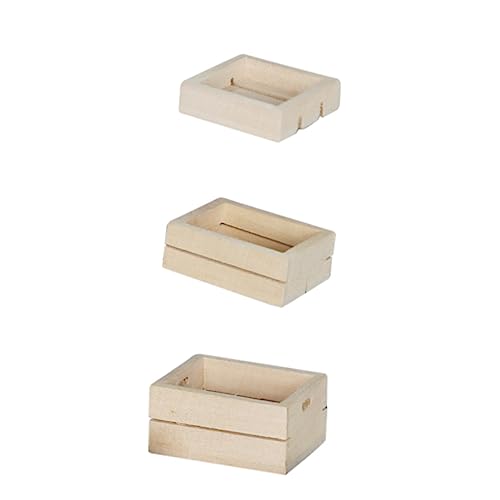 Toddmomy 3 Stück Teiliges Miniatur Holzrahmen DIY Puppenhaus Möbel Handgefertigte Mini Obst und Gemüsebox Sichere Holzmöbel für Kinderzimmer Dekoration und Kreatives Spiel von Toddmomy