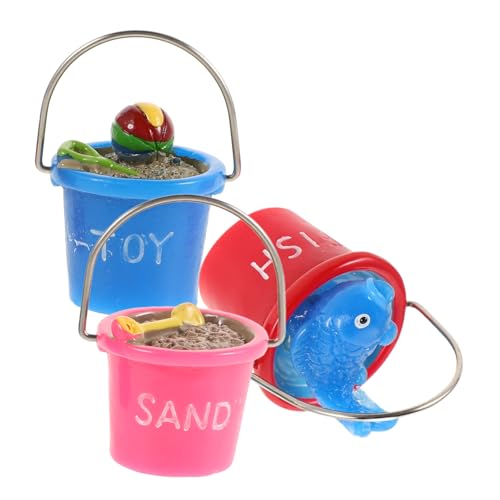 Toddmomy 3 Stück Teiliges Puppenhaus Strand Eimer aus Resin Bunte Miniatur Sandspielzeug Figuren Dekorative Mikro Landschaftsaccessoires für Stranddeko Kreative Spiel und Dekoideen von Toddmomy