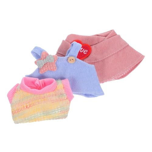 Toddmomy 3 Stück Teiliges Puppenkleidungsset mit Herz-mütze T-Shirt und Latzhose Weiche Puppenbekleidung Vielseitige Kostüme für Mädchen Kompatibel mit Verschiedenen Puppen für Geburtstage von Toddmomy