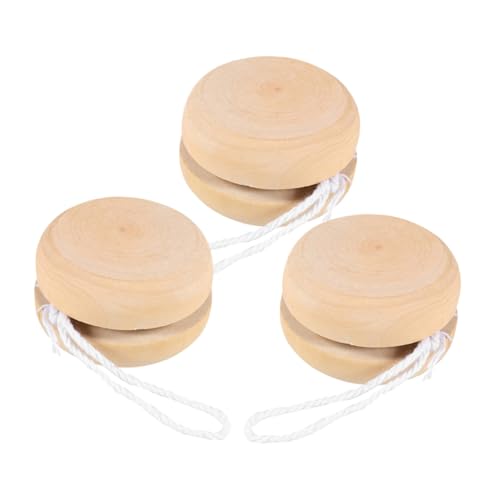 Toddmomy 3 Stück Teiliges Unbemalte Holz Yo Yo Bälle DIY zum Bemalen Kreative Holzspielwaren für Bastelprojekt Flexibles Handgelenktraining von Toddmomy