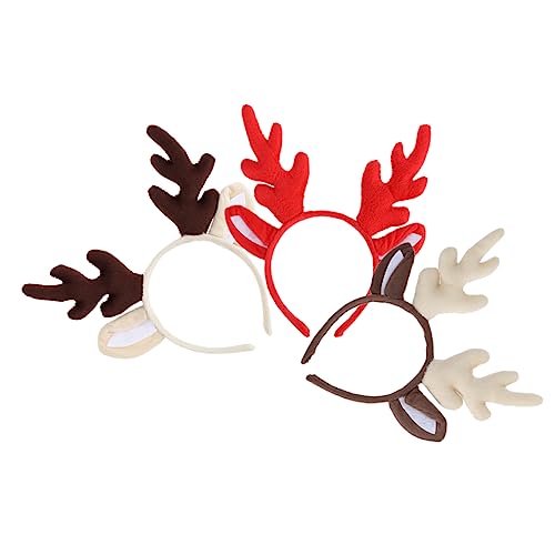 Toddmomy 3 Stück Weihnachts Rentier Geweih Stirnband mit Ohren Haarreifen für Erwachsene Leichte Bequeme Xmas Party Accessoires Festlicher Kopfschmuck für Bühne und von Toddmomy