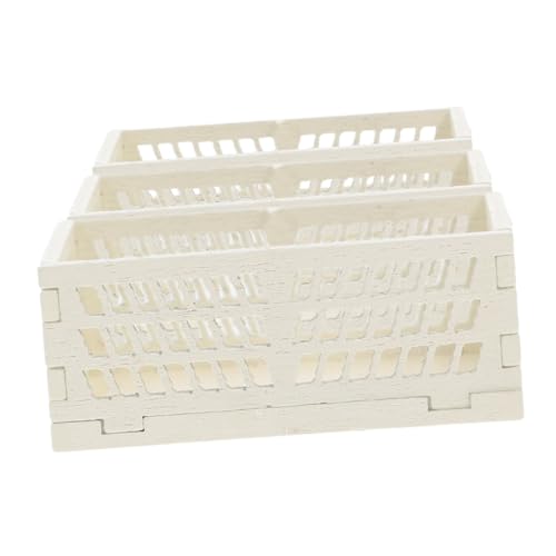 Toddmomy 3 Stück kleine Körbchen puppenhaus Einrichtung miniaturmöbel Puppenhaus DIY Zubehör Puppenhaus Sammlung Korb Mini-Puppenhaus-Zubehör Minikörbe zum Basteln Faltbare Kiste Holz Beige von Toddmomy
