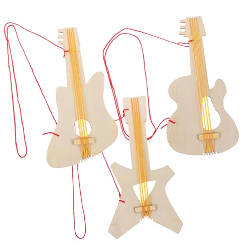 Toddmomy 3 Stücke Holzgitarre Musiktafel Aus Holz Musikhandwerk Für Partygeschenke Für Gitarren Coole Partygeschenke Für Mini-gitarrenspielzeug Gitarren-musikornamente Hölzern von Toddmomy