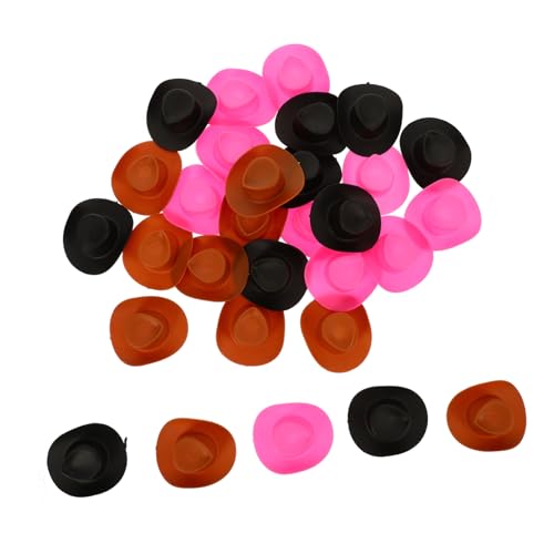 Toddmomy 30 Stück Mini Cowboyhüte für Puppen Schwarz Braun Miniatur Hüte für DIY Dekoration Puppenhaus und Bastelprojekte von Toddmomy