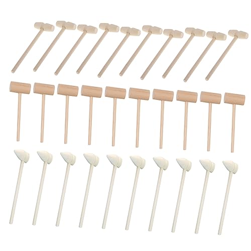 Toddmomy 30 Stück Teiliges Holzhammer Natürliche Holz Mallets für Kreative Spiele und Kuchen Hämmern für Junge Mädchen und Jungen von Toddmomy