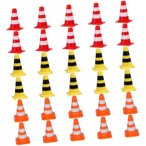 Toddmomy 30 Stück Teiliges Mini Verkehrsschilder Spielset aus Robustem Kunststoff mit Roten Gelben und Orangen Kegeln Pädagogisches Straßensicherheits zur Verkehrserziehung und von Toddmomy