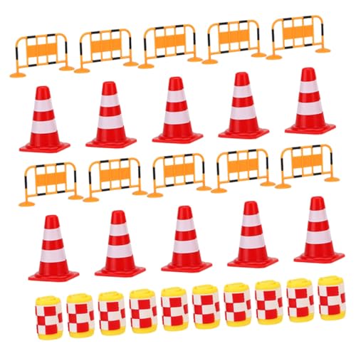 Toddmomy 30Stücke Teiliges Verkehrszeichen Spielset für Straßenverkehrszeichen mit Barrikaden und Mehr Lernspielzeug Verkehrskenntnissen und Kognitiver von Toddmomy