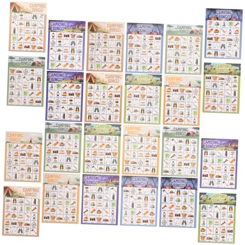 Toddmomy 33 Stück Teiliges Camping Bingo Spielset Spieler Karten für Erwachsene Vielseitiges Outdoor Spiel für Sommer Camping Familienfeiern Roadtrip und Abenteuerspaß von Toddmomy