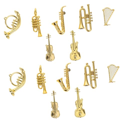Toddmomy 35 Stück Teiliges Miniatur-musikinstrumenten-Set mit Piano Flöte Gitarre Posaune Realistische Miniinstrumente für Puppenhäuser Weihnachtsbaumdeko Kreative Bastelprojekte von Toddmomy