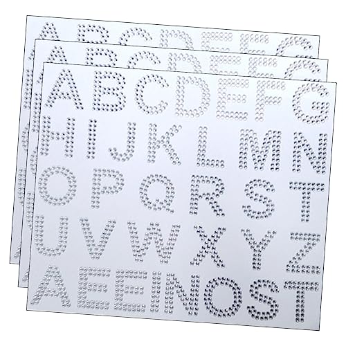 Toddmomy 3Blätter Selbstklebende Strassbuchstaben Glänzende Acrylaufkleber für DIY Dekoration für Kleidung Taschen und Heimwerkerprojekte Vielseitig und Langlebig von Toddmomy