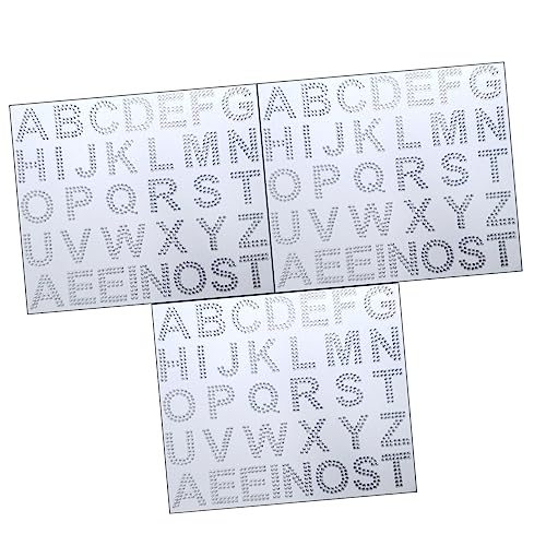 Toddmomy 3Blätter Selbstklebende Strassbuchstabenaufkleber Multifunktionale Glitzerbuchstaben für DIY Kleidung Taschen und Hüte Dekoration für Kreative Projekte von Toddmomy