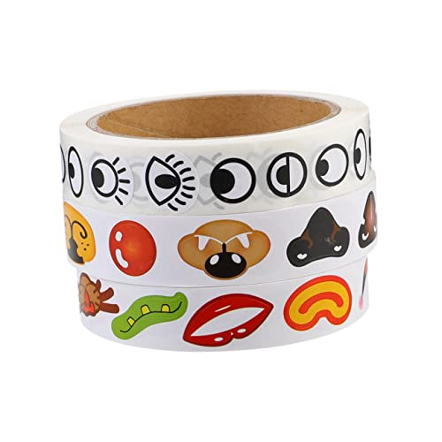 Toddmomy 3Rollen Aufkleber für Selbstklebende Augen Nase und Mund Kreative DIY Materialien für Bastelprojekte Cartoon Designs für Lustige Gesichter von Toddmomy
