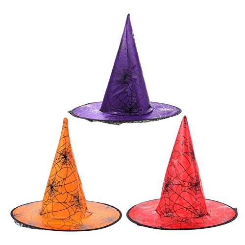 Toddmomy 3Stücke Halloween Hexenhut mit Netz Lustige Kostümkappe für Partys Festliche Dekoration für Karneval und Maskerade Unisex Hexenaccessoires für Halloween Events und Rollenspiele von Toddmomy