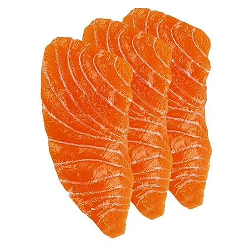 Toddmomy 3Stücke Künstliche Lachsscheiben Lebensechte Fischfleischmodelle für Dekoration und Fotografie für Küche Hochzeiten und Veranstaltungen von Toddmomy