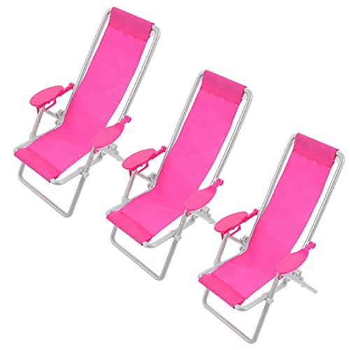Toddmomy 3Stücke Mini Strandliegestühle für Puppenhaus Stilvolle Foto Requisiten aus Hochwertigen Materialien für Miniatur Dekorationen von Toddmomy