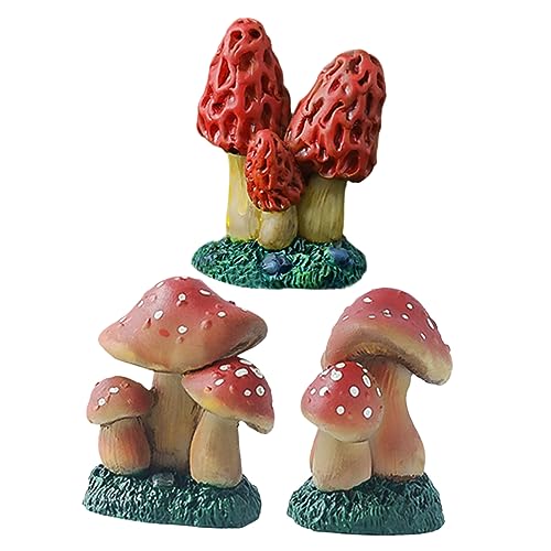Toddmomy 3Stücke Miniatur Harz Pilze für Garten und Mikro Landschaftsdekoration Realistische Figuren für Feengärten Strapazierfähige und Charmante Deko Elemente von Toddmomy