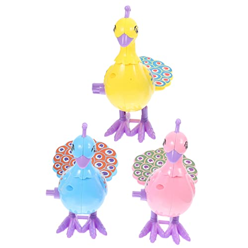 Toddmomy 3Stücke Aufziehspielzeug Pfau für Junge Mädchen Lustiges Spielzeug in Cartoon-Form Fördert Krabbeln und Hand-Auge-koordination in Blau und Gelb Spielzeug für Jungen und Mädchen von Toddmomy