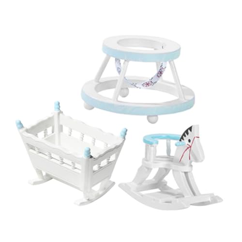 Toddmomy 3Stücke Teiliges Wiegenmodell für Puppenhäuser Hölzernem Lauflernwagen und Dekorativem Kinderzimmer Dekoration von Toddmomy
