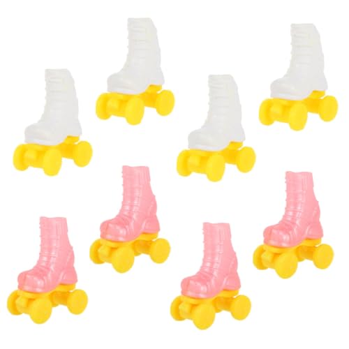 Toddmomy 4 Paare Roller Skates Mini-Schuhe Mini-Rollschuhe für Puppe Puppen-Skating-Werkzeug Zubehör für die Puppenherstellung Mini-Hausbedarf Rollschuh für DIY-Puppe Plastik von Toddmomy