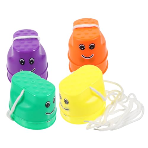 Toddmomy 4 Paare Stelzen mit Verstellbarem Seil Bunte Eimer Stelzen für Drinnen und Draußen Motorische Fähigkeiten und Gleichgewicht Fördernd Geeignet für Outdoor Spielspaß von Toddmomy