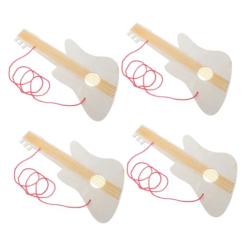 Toddmomy 4 Sätze DIY Unbemalte Holzgitarre für Teiliges Musikspielzeug zur Kreativen Gestaltung Sicheres und Tragbares Musikinstrument für Vorschulkinder Musikalität von Toddmomy