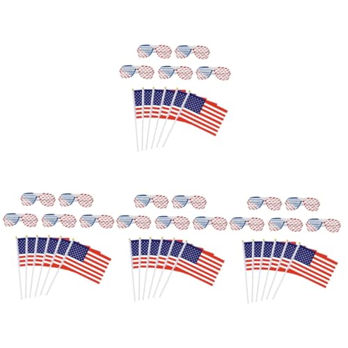 Toddmomy 4 Sätze Flag-brille Hand Amerikanische Flagge Amerikanische Miniaturflaggen Handgehaltene Usa-flaggen Americana-dekor Us-flaggen Auf Stöcken Stoff Bilden Rot Handschwenkende Flagge von Toddmomy