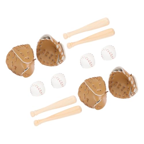 Toddmomy 4 Sätze Puppenhaus Baseball Mini-Baseballschläger- Gefälligkeiten für Sportpartys Baseball-Miniatur- Miniatur -Kits Baseball Mini Baseball hölzern Khaki von Toddmomy