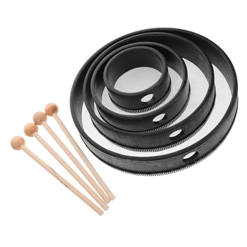Toddmomy 4 Sätze Teiliges Holz Handtrommel mit Mallet Drumsticks Orff Musikinstrument für Leichte Percussion für Frühe Musikbildung und Outdoor Jamsessions Tragbar Verschiedene von Toddmomy