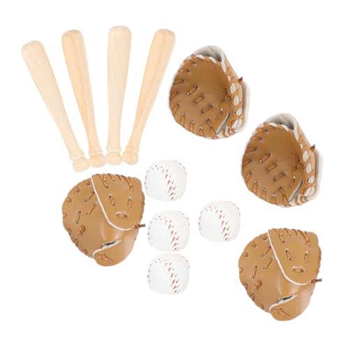 Toddmomy 4 Sets Dollhouse Baseball -Sets Für Kinder Miniatur -sportbälle Und Fledermaus -Miniatur -Baseball -Fledermaus -handschuh -Ball -kit -Puppen - Mini Sport Thmed Kit von Toddmomy