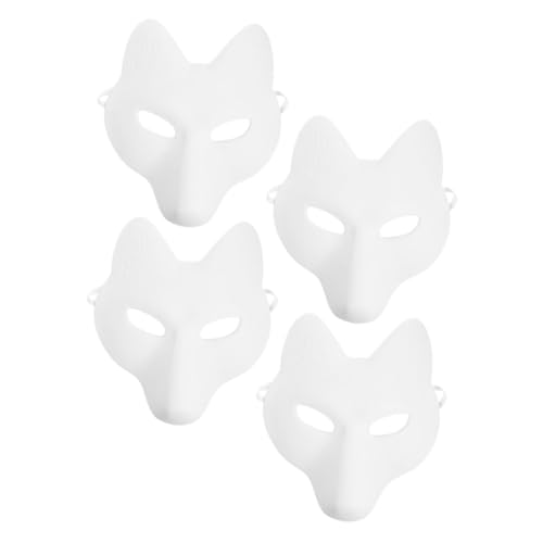 Toddmomy 4 Stück Diy Fuchsmaske Leere Tiermasken für Erwachsene für Halloween Maskenball Cosplay Kreative Bastelideen Anpassbare Tragekomfort von Toddmomy