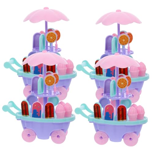 Toddmomy 4 Stück Eiscreme Teiliges Bunter Eiswagen mit Drehbarem Stand und Abnehmbaren Süßigkeiten Leicht Montierbar Kompaktes Rollenspiel für Mädchen und Jungen Zufällige Zufällige Farbe von Toddmomy