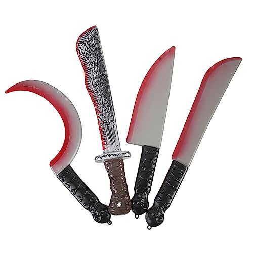 Toddmomy 4 Stück Halloween Fake Messer Realistische Kunststoffmesser mit Requisiten für Halloween und Streiche für Partys und Deko Toddmomy 4 Stück Halloween Fake Messer Realistische Kunststoffmesser mit Requisiten für Halloween und Streiche für Partys und Deko von Toddmomy