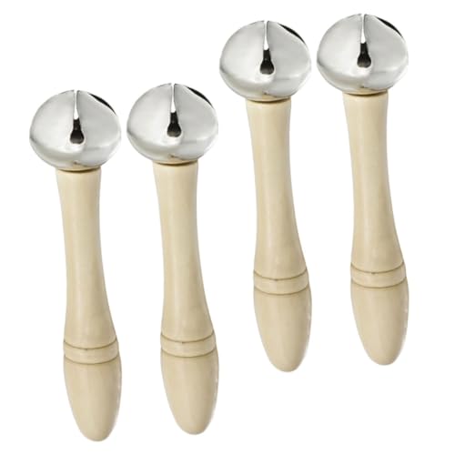 Toddmomy 4 Stück Hand Shake Bell mit Holzgriff Stabiles Percussion Musikinstrument Kompakt Langlebig und Tragbar für Musikpraxis Bühnenauftritte Einzigartiges von Toddmomy