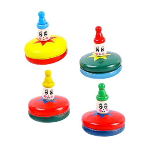Toddmomy 4 Stück Holz Gyroskop mit Cartoon Design Manuelles für Fördert Hand Auge Koordination und Feinmotorik Bunte Gyroskop Holzspielzeuge für Jungen und Mädchen von Toddmomy