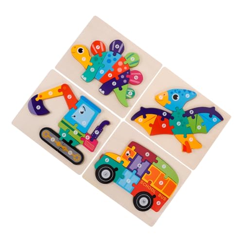 Toddmomy 4 Stück Holzpuzzle Bunt Cartoonfiguren Sicher Robust Pädagogisch Spielerisch Fördernd für Jungen Mädchen Ab Jahren zur Frühkindlichen Entwicklung und Eltern Junge Mädchen von Toddmomy