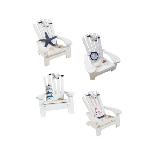 Toddmomy 4 Stück Mediterrane Mini Holzstühle Dekorative Strandstuhl Modelle Nautische Puppenhaus Deko Robuste Handgefertigte Miniatur Accessoires für Wohnzimmer Küche von Toddmomy